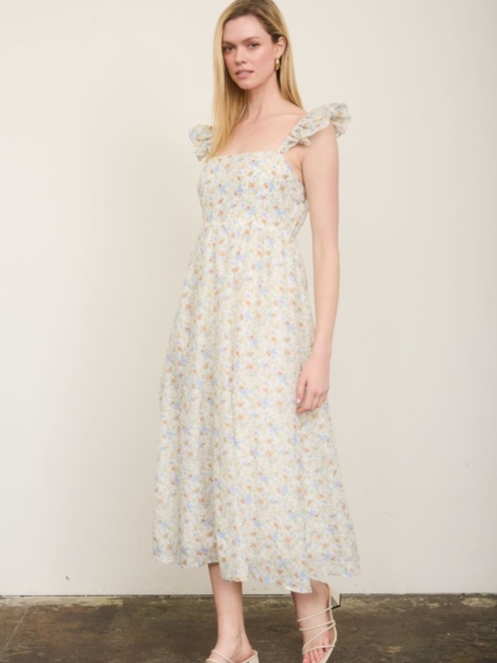 Floral Ruffle Strap Midi Dress - Picture 4 of 6